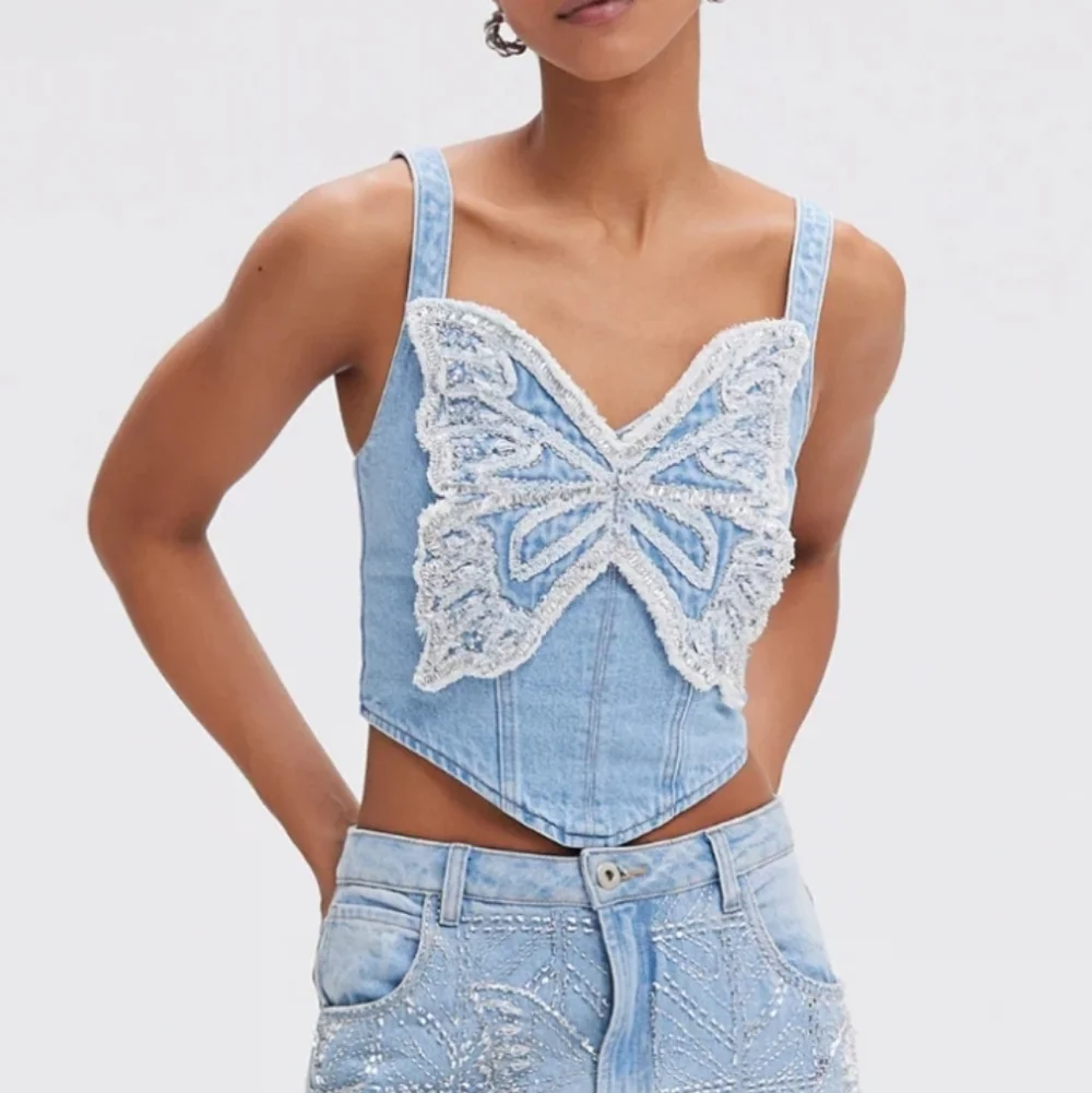 NEW PatBO Camila Coelho Denim Top - Picture 2 of 14